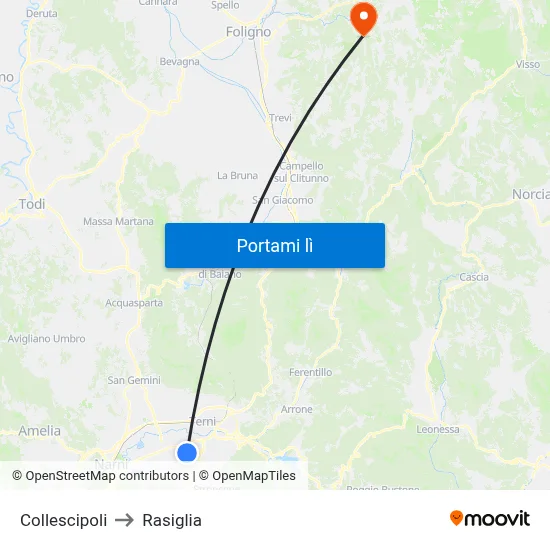 Collescipoli to Rasiglia map