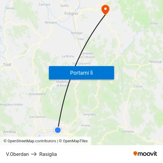 V.Oberdan to Rasiglia map