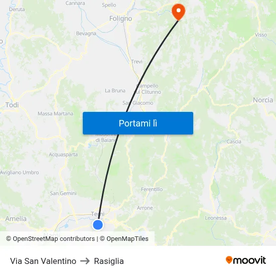 Via San Valentino to Rasiglia map