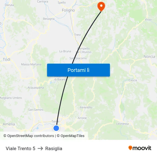 Viale Trento 5 to Rasiglia map