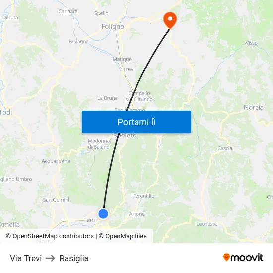 Via Trevi to Rasiglia map