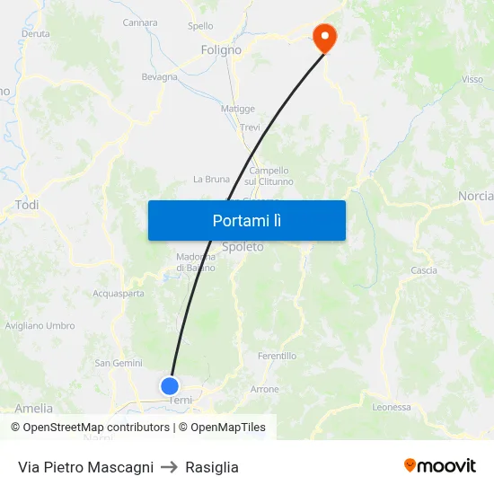 Via Pietro Mascagni to Rasiglia map