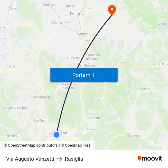 Via Augusto Vanzetti to Rasiglia map