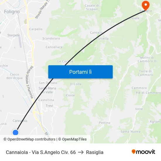 Cannaiola - Via S.Angelo Civ. 66 to Rasiglia map