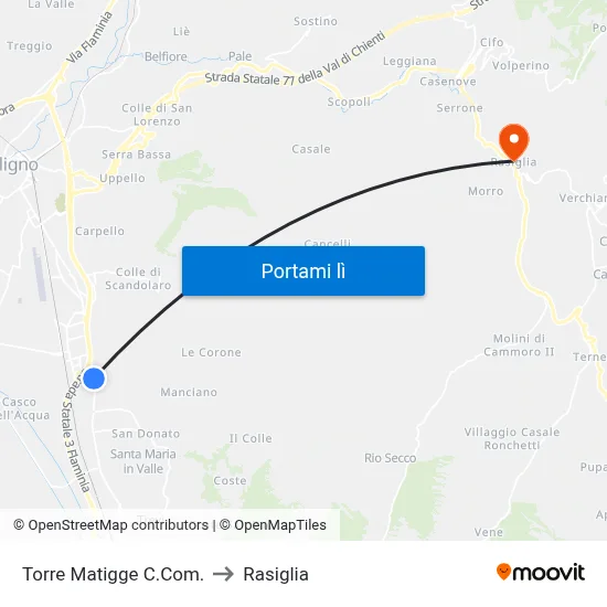 Torre Matigge C.Com. to Rasiglia map