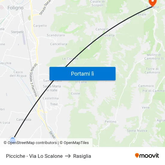 Picciche - Via Lo Scalone to Rasiglia map