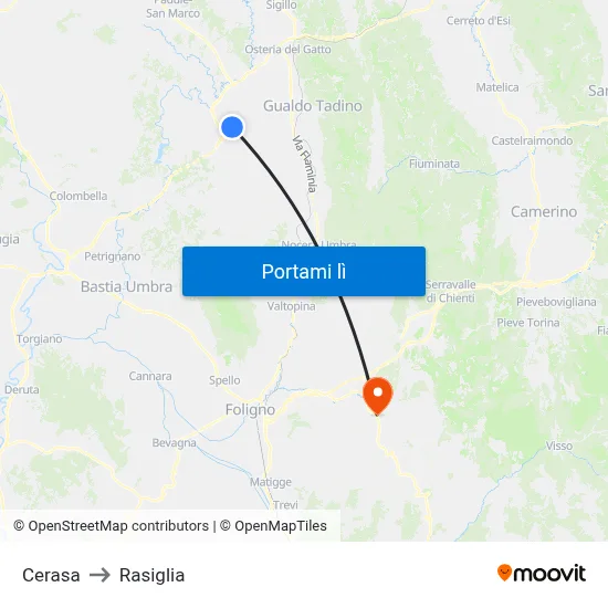 Cerasa to Rasiglia map