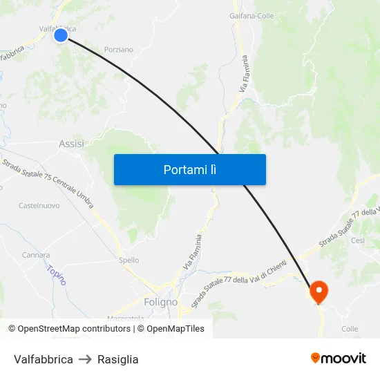 Valfabbrica to Rasiglia map