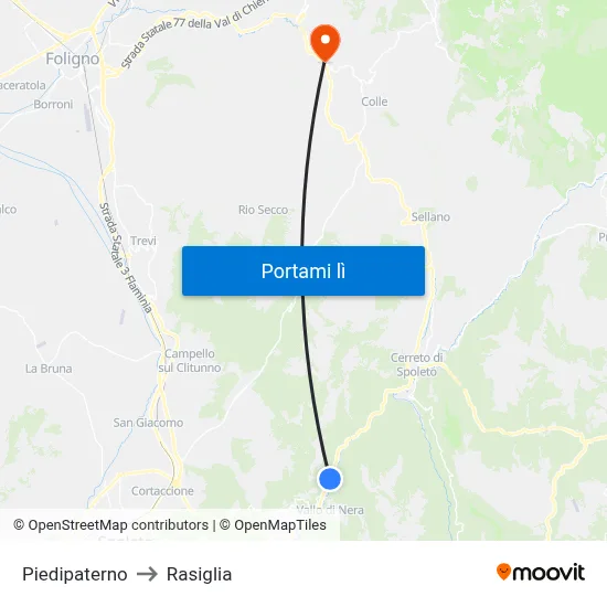 Piedipaterno to Rasiglia map