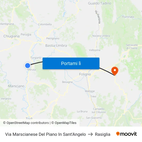 Via Marscianese Del Piano In Sant'Angelo to Rasiglia map