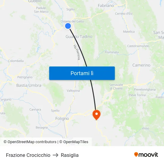 Frazione Crocicchio to Rasiglia map