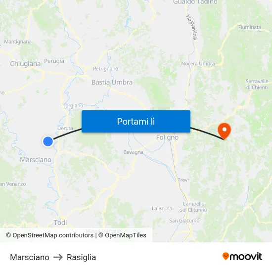 Marsciano to Rasiglia map