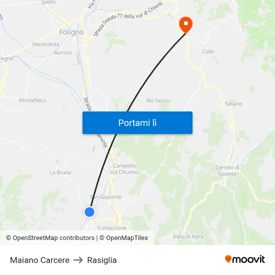 Maiano Carcere to Rasiglia map