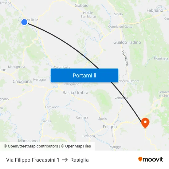 Via Filippo Fracassini 1 to Rasiglia map
