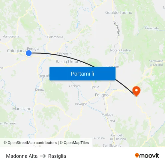 Madonna Alta to Rasiglia map