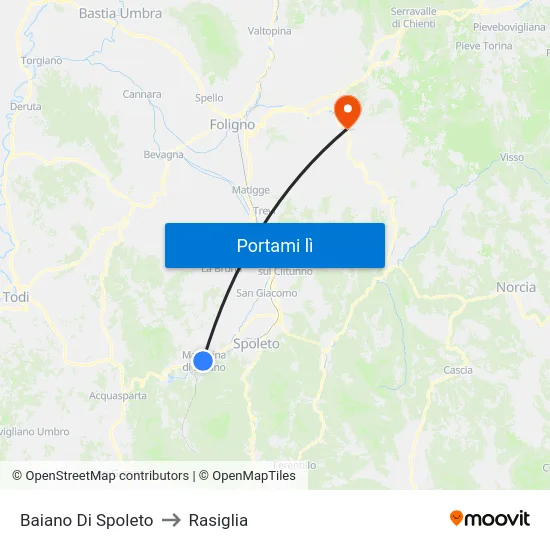 Baiano Di Spoleto to Rasiglia map
