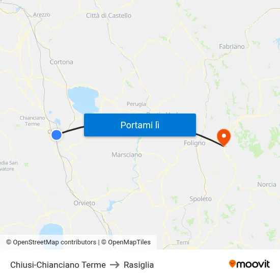 Chiusi-Chianciano Terme to Rasiglia map