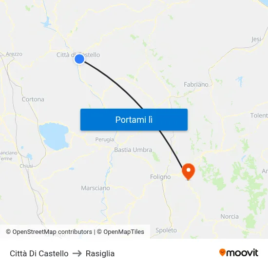 Città Di Castello to Rasiglia map