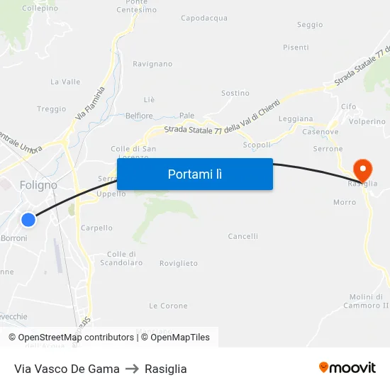 Via Vasco De Gama to Rasiglia map