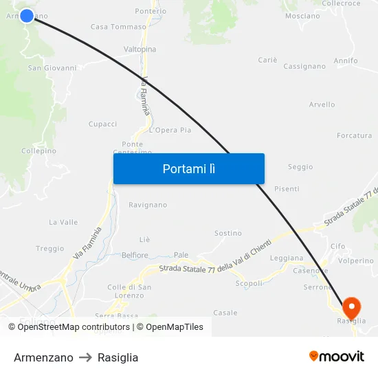 Armenzano to Rasiglia map