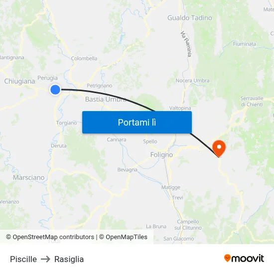 Piscille to Rasiglia map