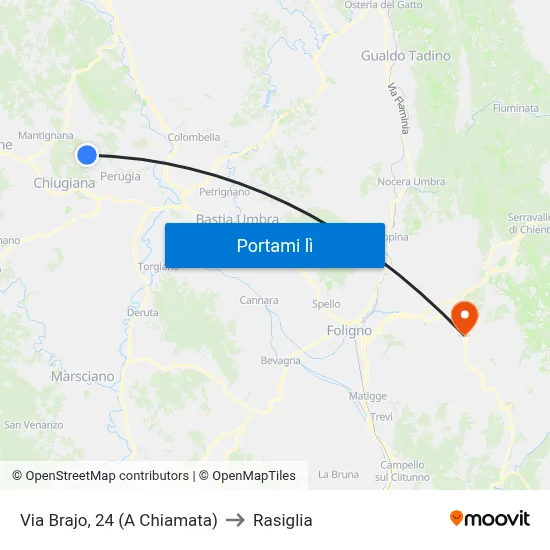 Via Brajo, 24  (A Chiamata) to Rasiglia map