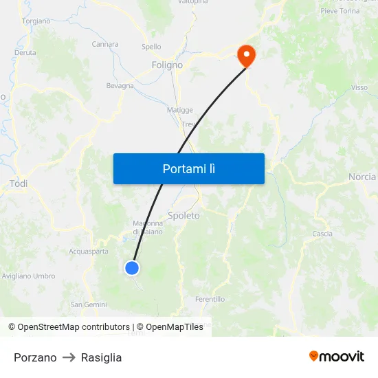 Porzano to Rasiglia map