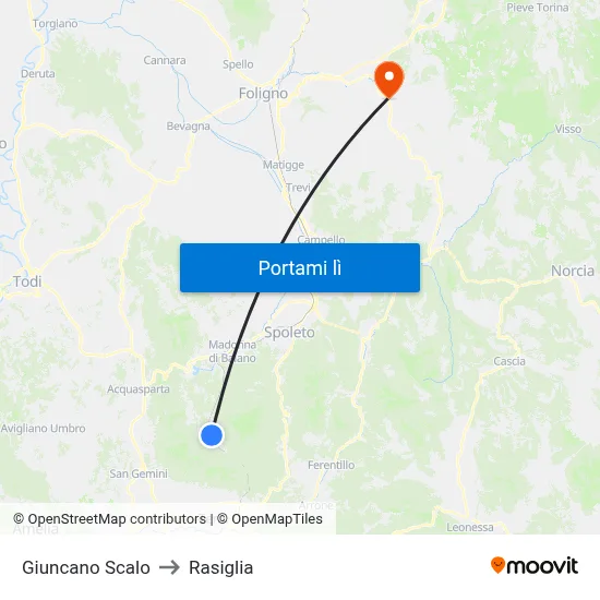 Giuncano Scalo to Rasiglia map