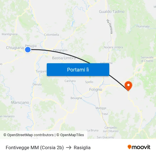 Fontivegge M​M (Corsia 2b) to Rasiglia map