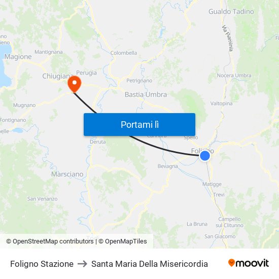 Foligno Stazione to Santa Maria Della Misericordia map