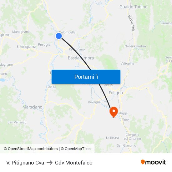 V. Pitignano Cva to Cdv Montefalco map