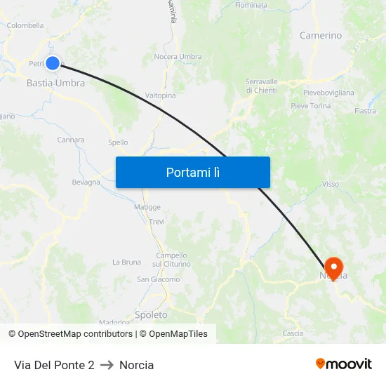 Via Del Ponte 2 to Norcia map
