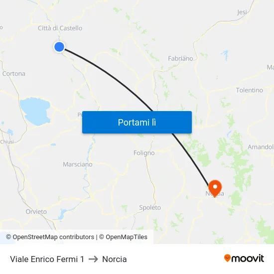 Viale Enrico Fermi 1 to Norcia map