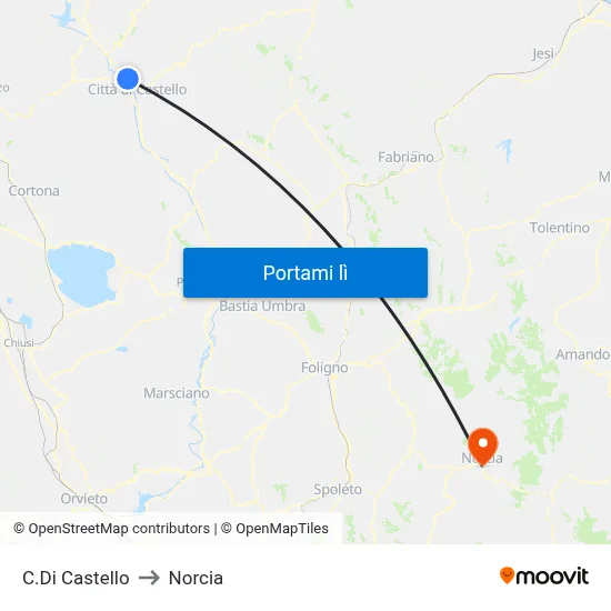 C.Di Castello to Norcia map