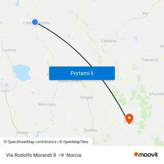 Via Rodolfo Morandi 9 to Norcia map
