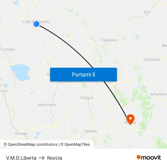 V.M.D.Liberta to Norcia map