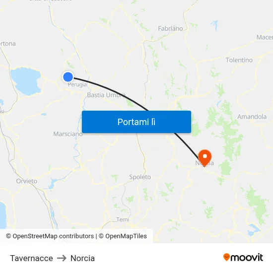 Tavernacce to Norcia map