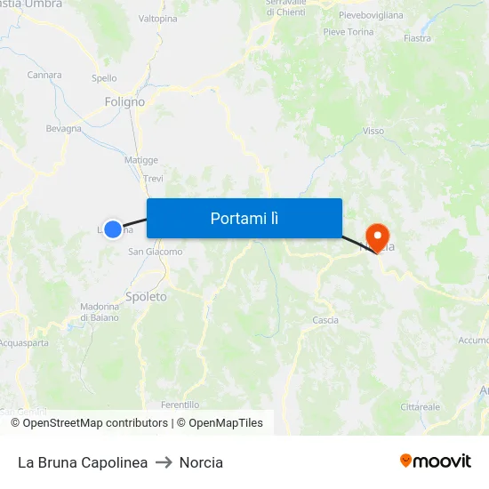La Bruna Capolinea to Norcia map