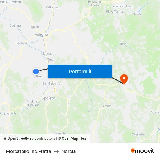 Mercatello Inc.Fratta to Norcia map