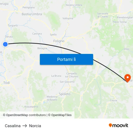 Casalina to Norcia map