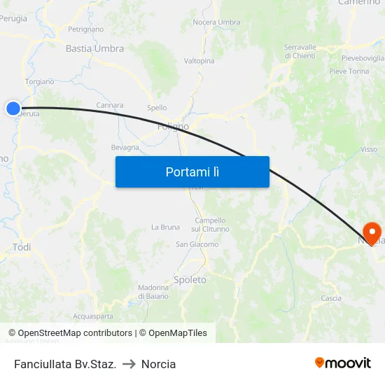Fanciullata Bv.Staz. to Norcia map