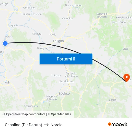 Casalina (Dir.Deruta) to Norcia map