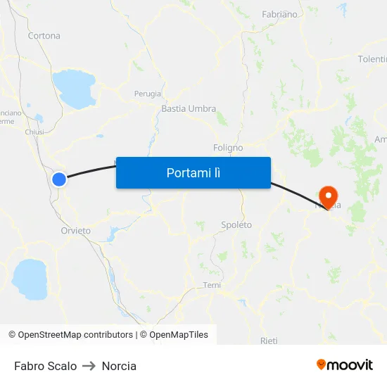 Fabro Scalo to Norcia map