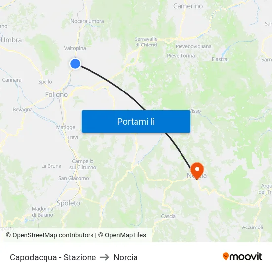 Capodacqua - Stazione to Norcia map