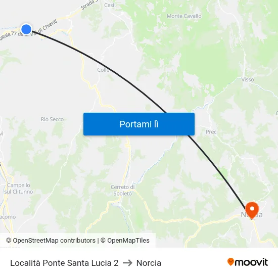 Località Ponte Santa Lucia 2 to Norcia map