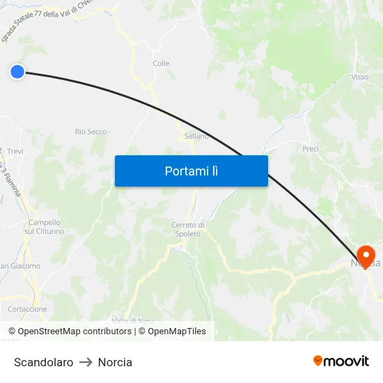Scandolaro to Norcia map