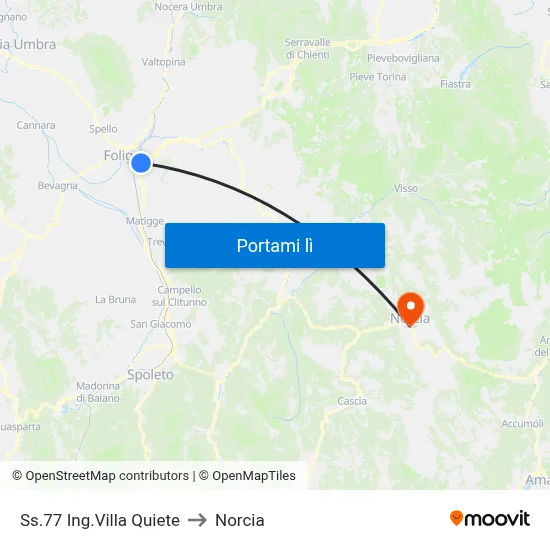 Ss.77 Ing.Villa Quiete to Norcia map