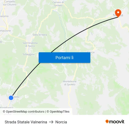 Strada Statale Valnerina to Norcia map