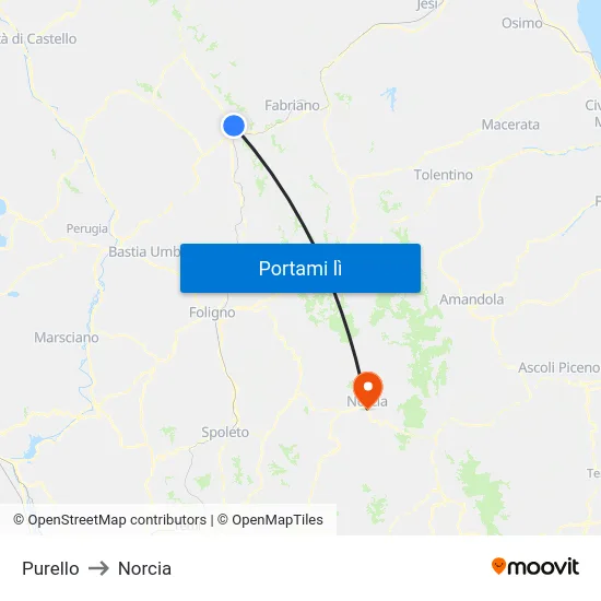 Purello to Norcia map