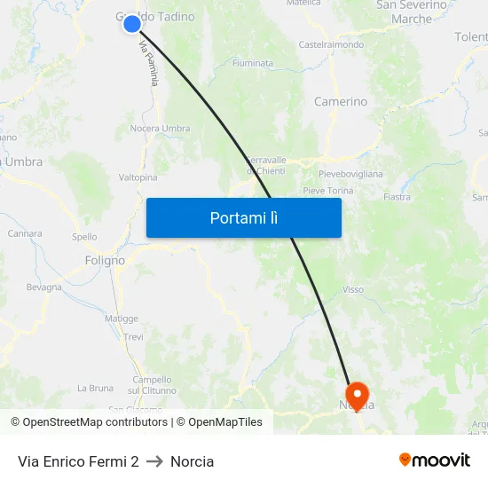 Via Enrico Fermi 2 to Norcia map
